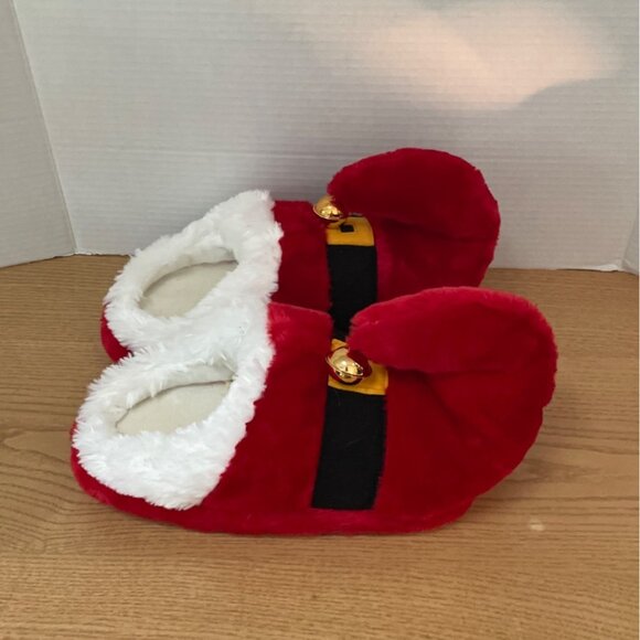 Dan Dee Santa Elf Red White Plush Slippers Sz M  Jingle Bells Christmas Costume - Picture 3 of 10